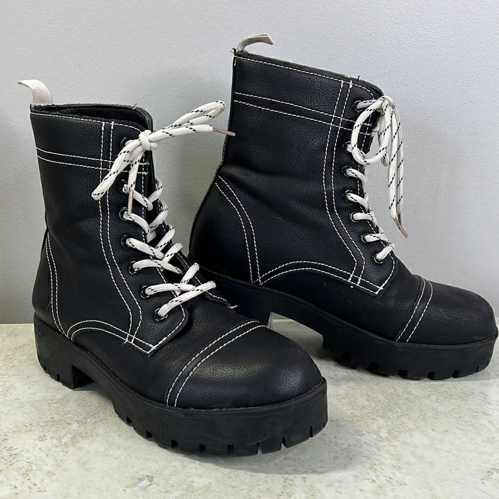 Seven7 Black Combat Boots Size 8